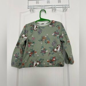 Kids Sage Green Animal Print Long Sleeve Top